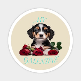 Bed of roses Galentines puppy Magnet